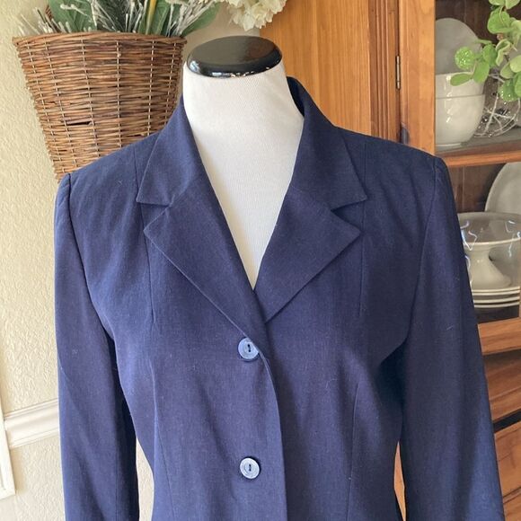 Norton McNauchton Linen Blend Long Line Navy Fully Lined Blazer Women’s 8 - Picture 2 of 9